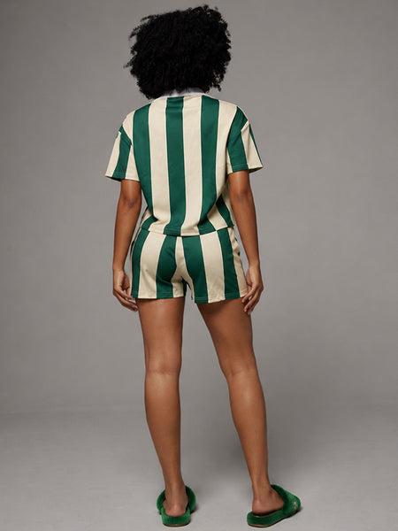 Stripe Polo Tee & Shorts Set