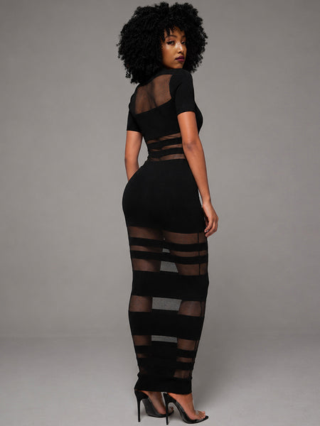 Sheer Combo Polo Dress