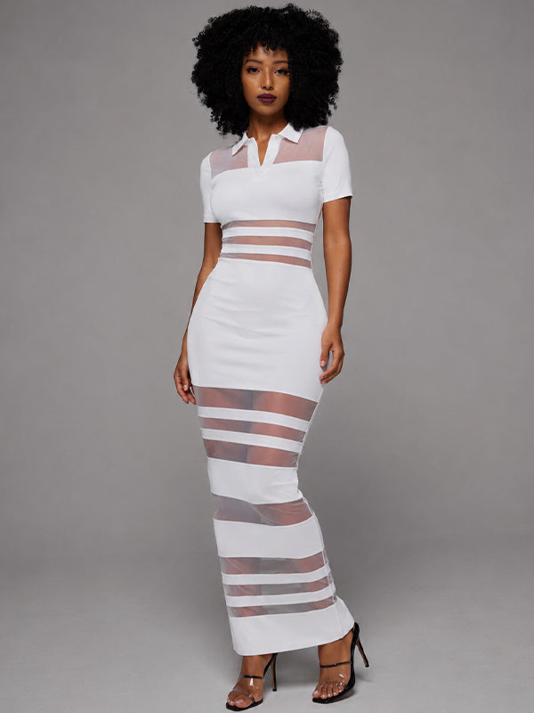 Sheer Combo Polo Dress