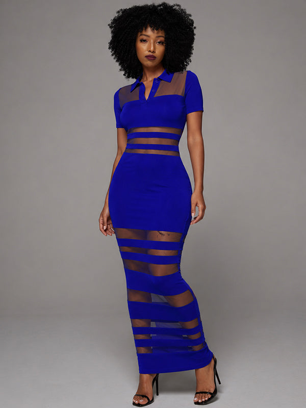 Sheer Combo Polo Dress