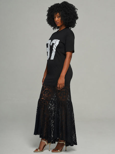 Lace Combo Printed Dress