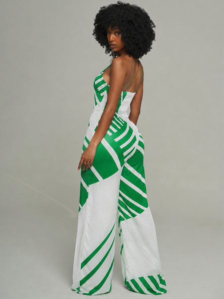 Printed One-Shoulder Jumpsuit