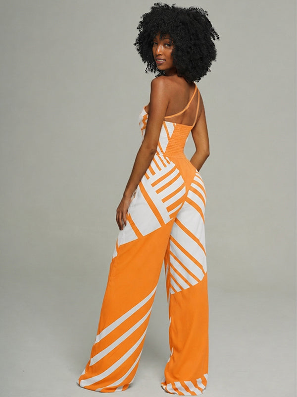 Printed One-Shoulder Jumpsuit