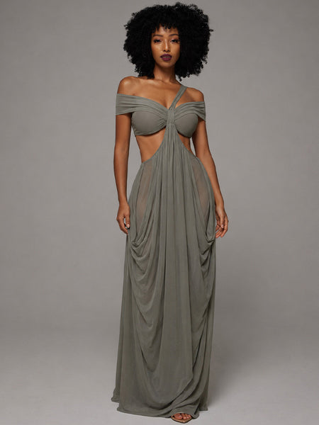 Off-Shoulder Cutout Maxi Dress
