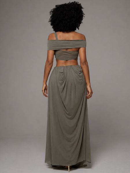 Off-Shoulder Cutout Maxi Dress