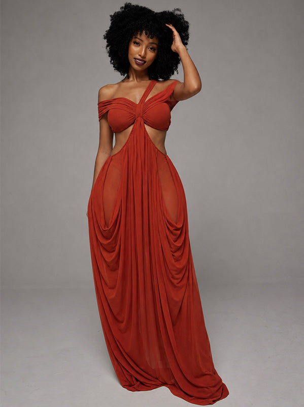 Off-Shoulder Cutout Maxi Dress
