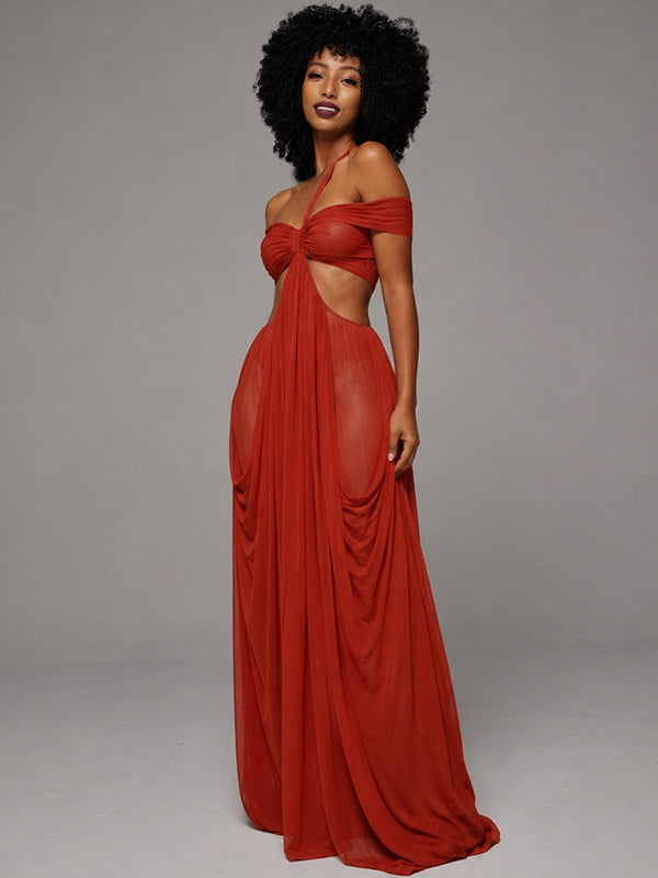 Off-Shoulder Cutout Maxi Dress