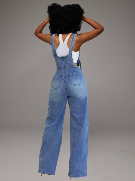 Zip Denim Overalls