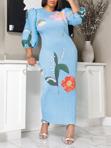 Printed Ribbed Dress