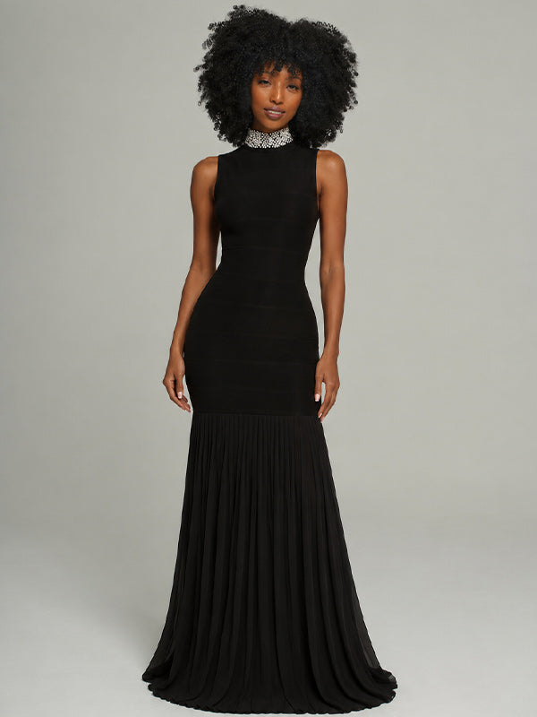 Pleated Combo Sleeveless Dress
