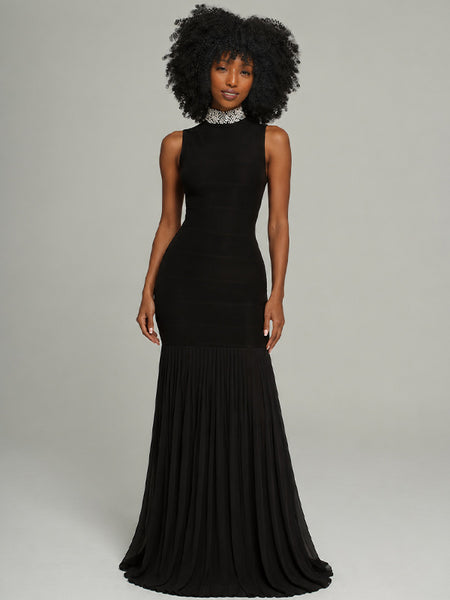 Pleated Combo Sleeveless Dress
