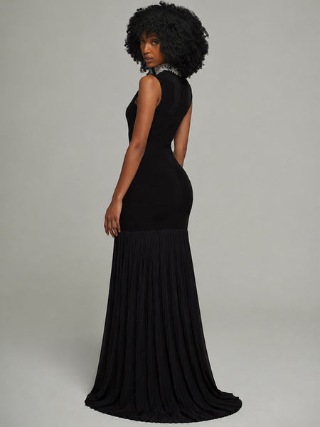 Pleated Combo Sleeveless Dress