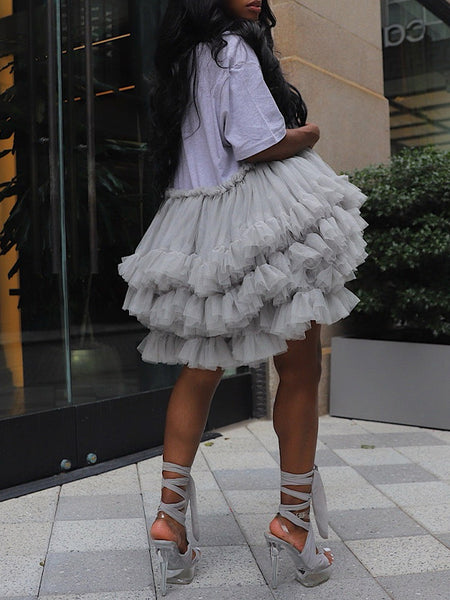 Ruffle Sheer Combo Tee Dress