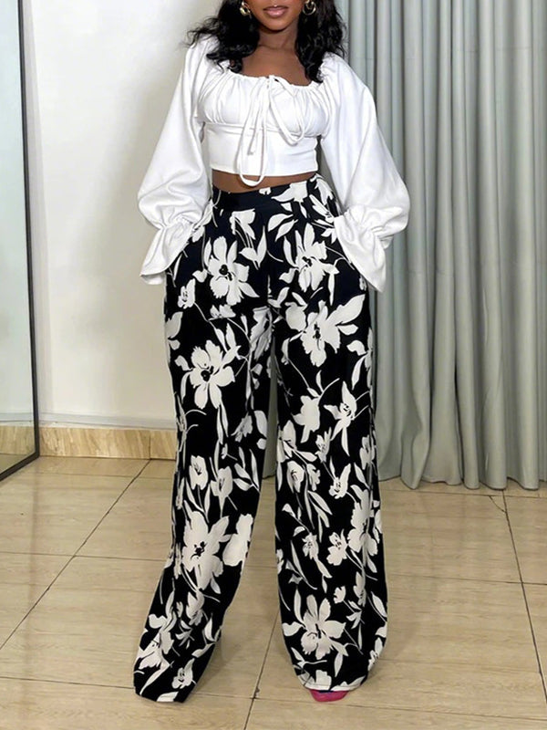 Tied Top & Wide-Leg Pants Set