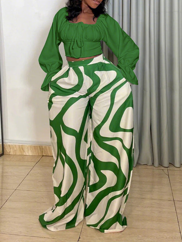Tied Top & Wide-Leg Pants Set