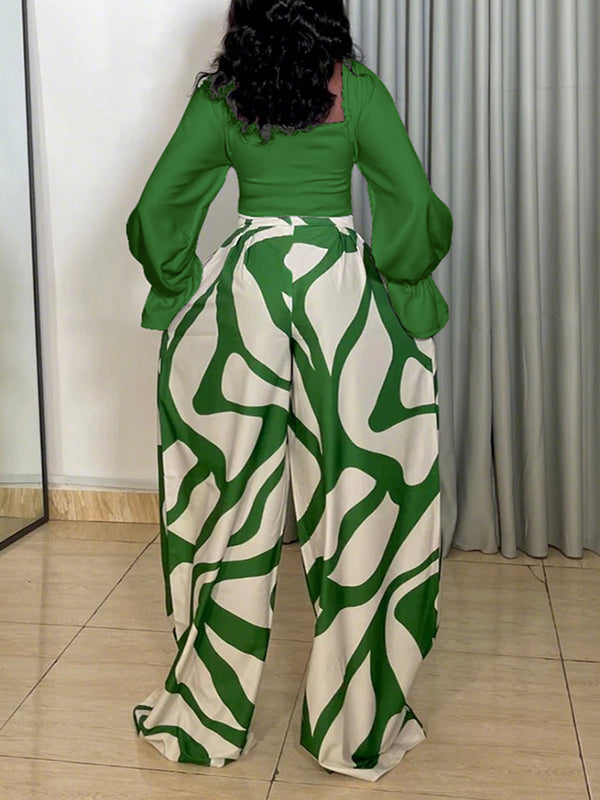 Tied Top & Wide-Leg Pants Set