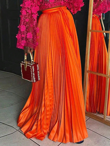 Tied Pleated Skirt