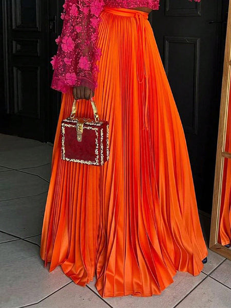 Tied Pleated Skirt