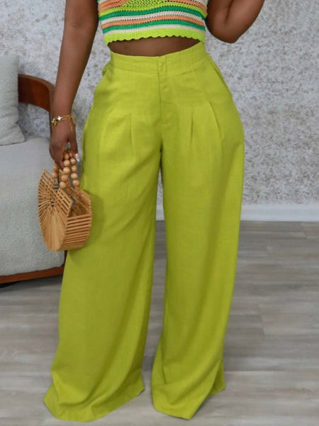 Solid Wide-Leg Pants