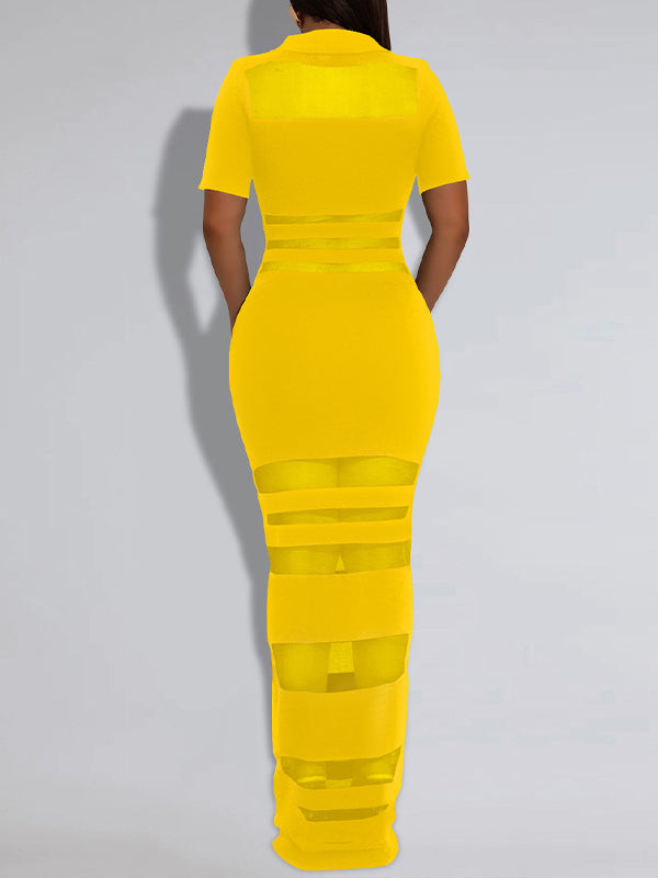 Sheer Combo Polo Dress