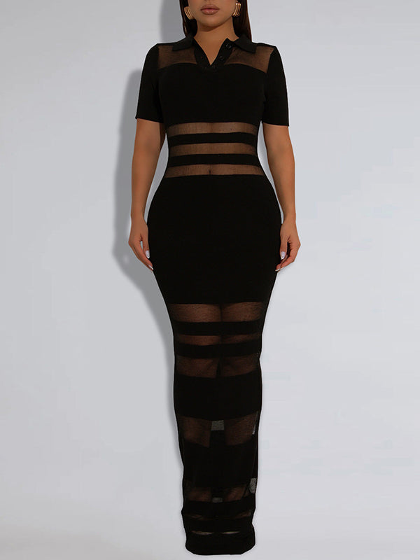 Sheer Combo Polo Dress