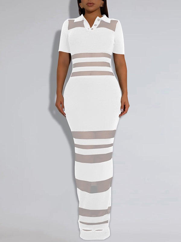 Sheer Combo Polo Dress