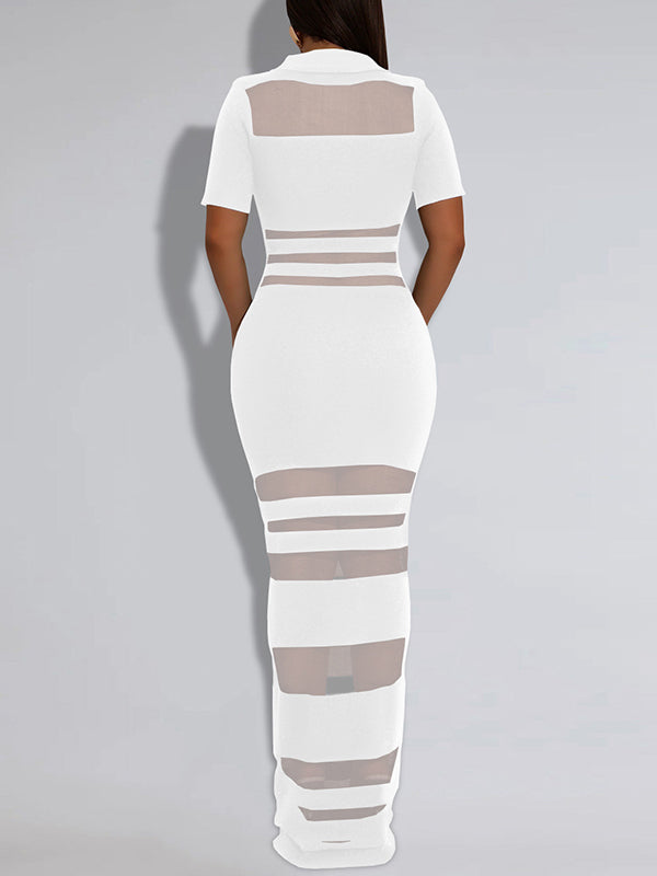 Sheer Combo Polo Dress