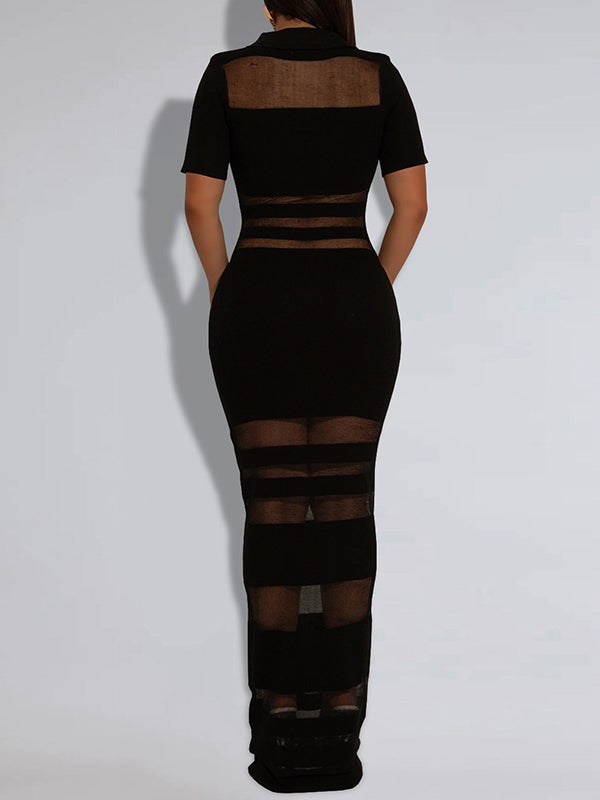 Sheer Combo Polo Dress