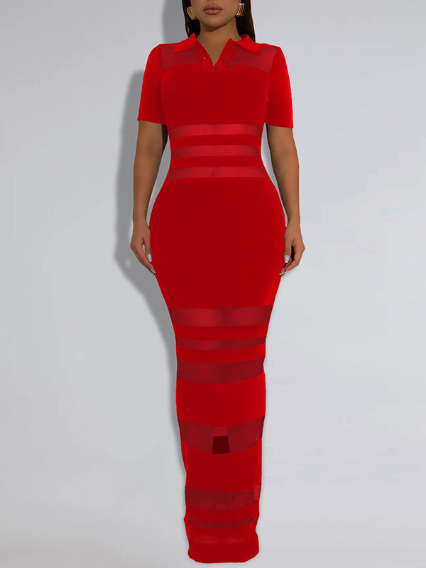 Sheer Combo Polo Dress
