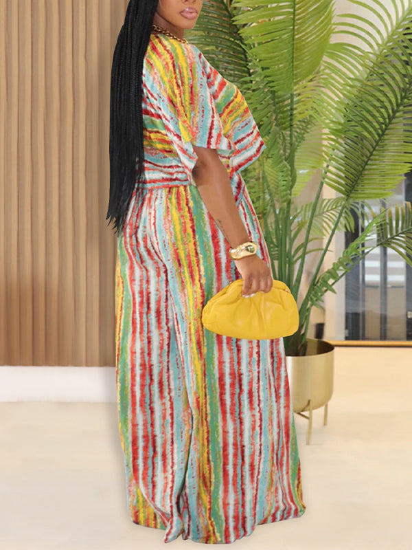 Stripe Top & Wide-Leg Pants Set