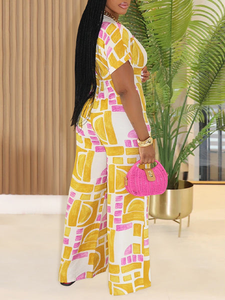 Printed Zip-Front Wide-Leg Jumpsuit