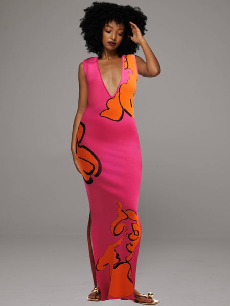 V-Neck Sleeveless Maxi Dress