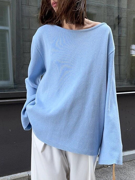 Solid Open-Back Sweater
