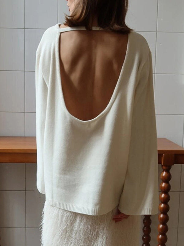 Solid Open-Back Sweater