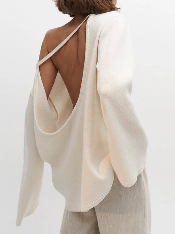 Solid Open-Back Sweater