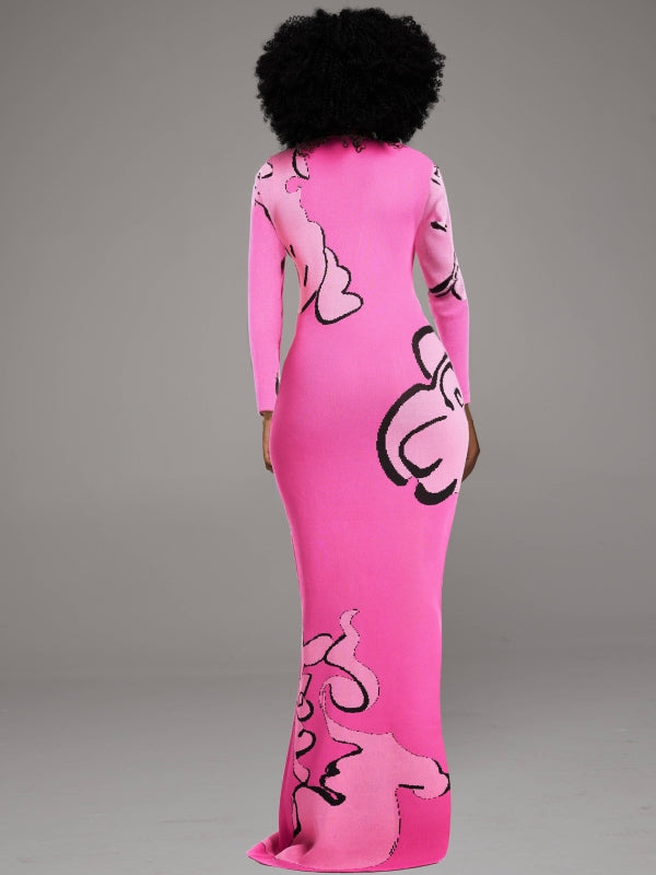 Printed V-Neck Maxi Dress