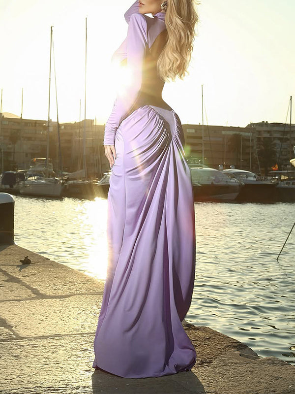 Solid Open-Back Maxi Dress