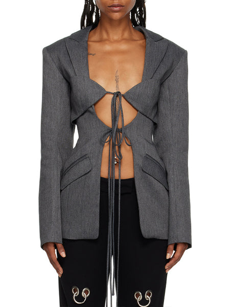 Solid Tied Blazer