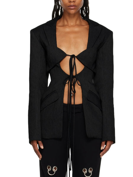 Solid Tied Blazer