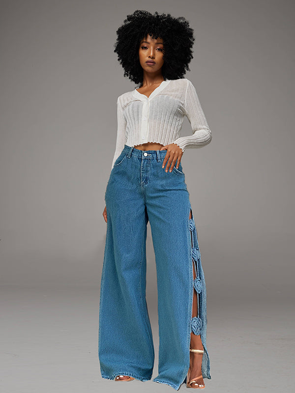 Side Slit Cutout Jeans