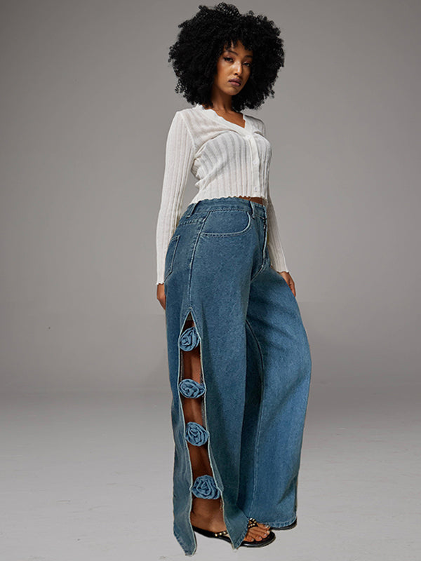 Side Slit Cutout Jeans