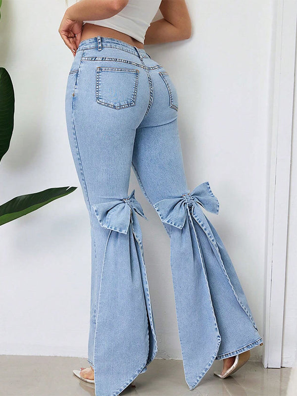 Bowknot Flared Jeans