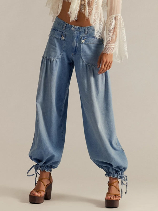 Tied-Cuff Jeans