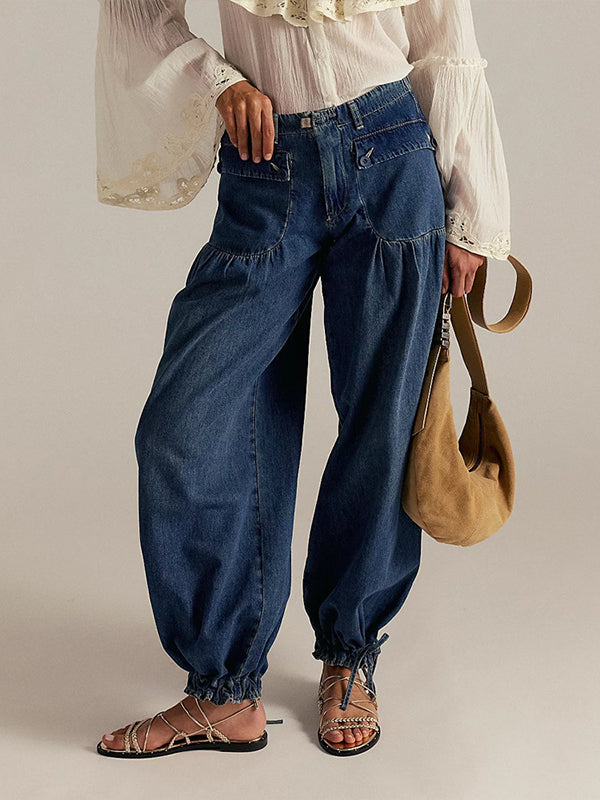 Tied-Cuff Jeans
