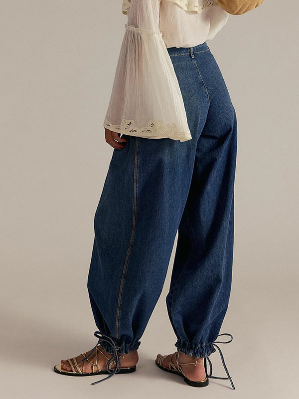 Tied-Cuff Jeans