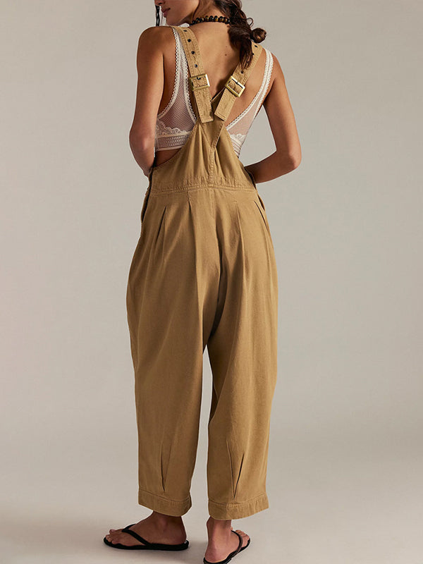 Solid Adjustable-Strap Jumpsuit