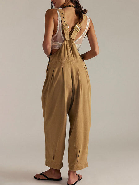 Solid Adjustable-Strap Jumpsuit