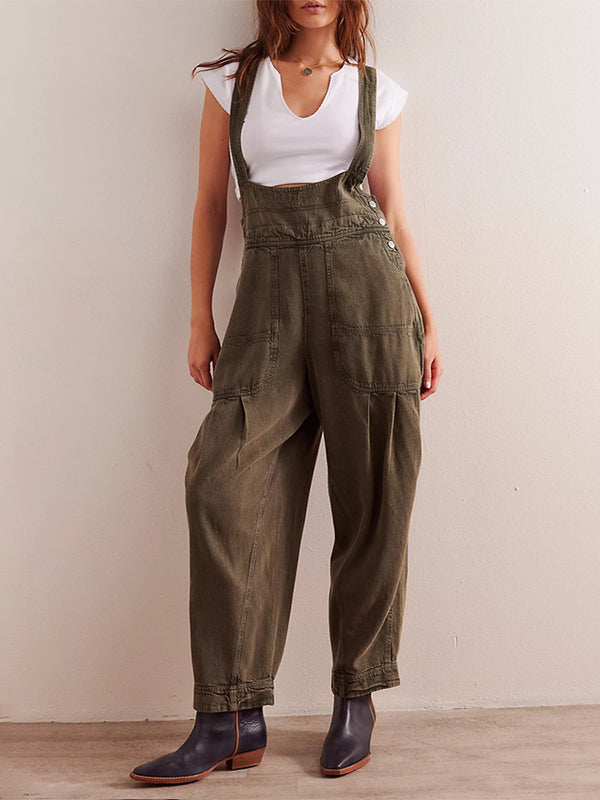 Solid Adjustable-Strap Jumpsuit