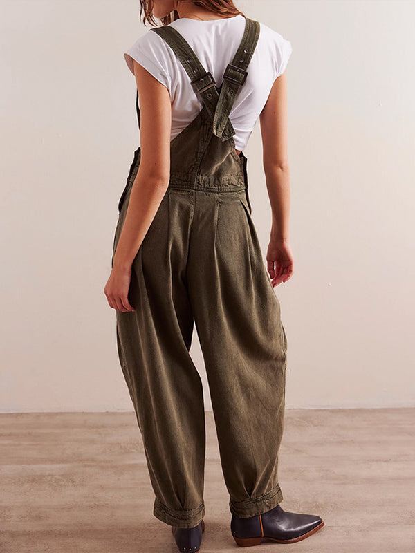 Solid Adjustable-Strap Jumpsuit
