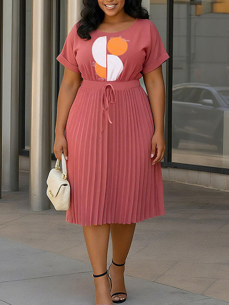 Printed Pleated Dress